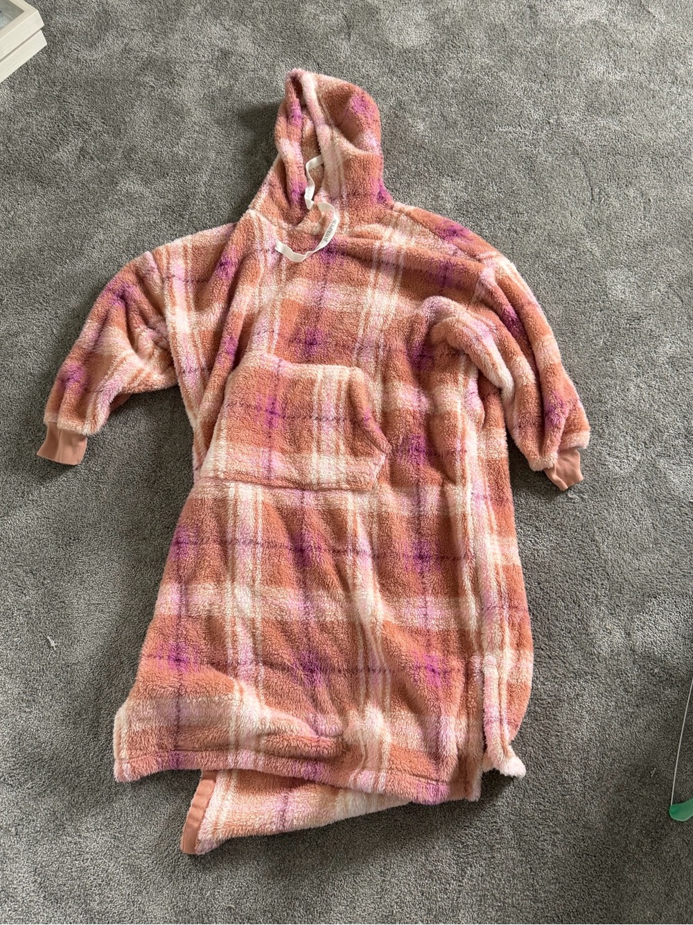 Joyspun Women’s Pullover Long Sleeve Fleece Hoodie sleep Shirt Pink plaid SZ XL
